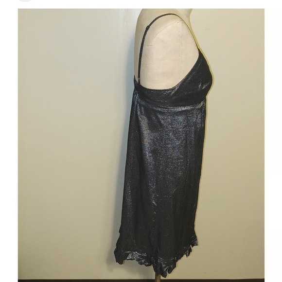 Rebecca Taylor Vintage Y2K Gunmetal Metallic Silk Mini Dress 4 - Picture 3 of 6